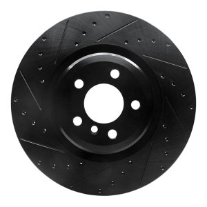 BMW 750LI Brake Rotor (1) - Rear Left - R1 Concepts - Drilled & Slotted - Black - `09-`19